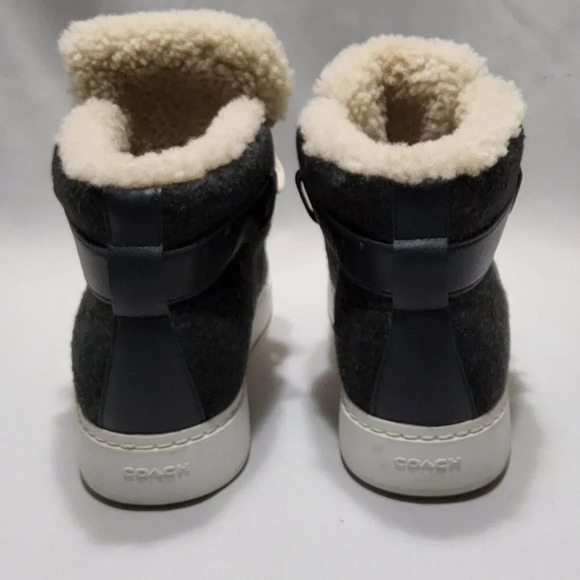 Coach Richmond Women's Sneakers Fleece Lined Gray size 7B  High top wool Leather - Picture 3 of 11